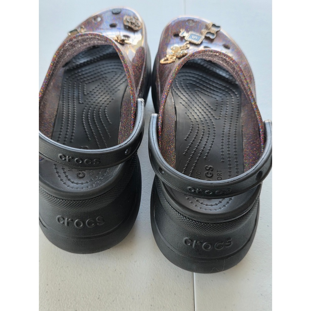 Crocs Bae Platform Glitter Clogs Women's Size 8 with Charms Pride Chunky Vibrant - Picture 8 of 11